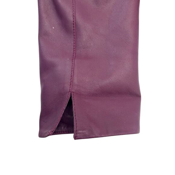 Lafayette 148 New York Burgundy Leather Jacket Women’s Size 8 Lined Zip Front - Picture 6 of 16